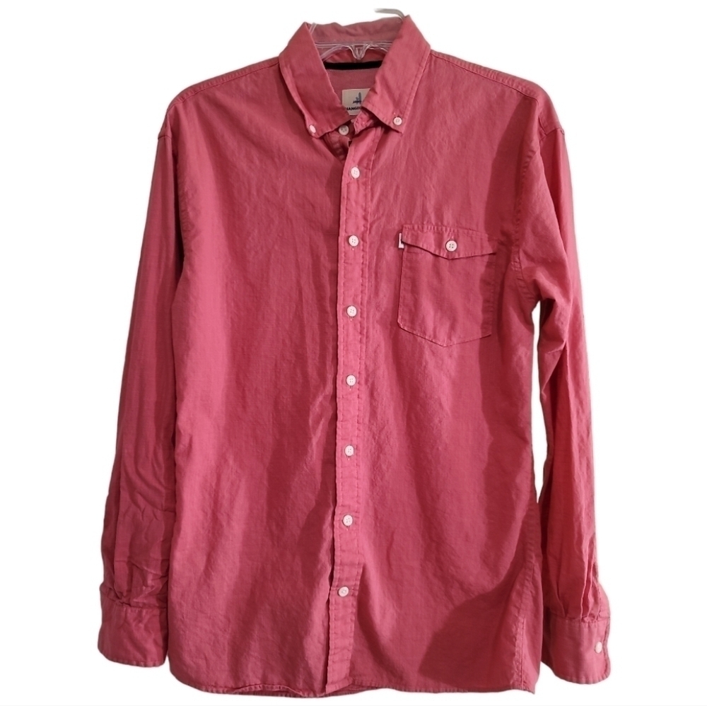 Johnnie-O Long Sleeve Button-Up Shirt Medium Pink Red